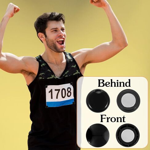 10 Pairs Race Bib Magnets for Runners, No-Pin Running Bib Clips, Reusable Marathon Bibs Holders, Secure Race Number Snaps(Black White) in Kuwait