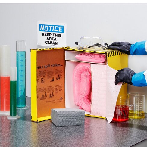 PIG Hazmat Spill Kit in GoBox Cabinet by New Pig, Absorbs Hazardous Chemicals - Acids, Bases & Unknowns, 5-Gal Absorbency, KIT390, Yellow in Kuwait