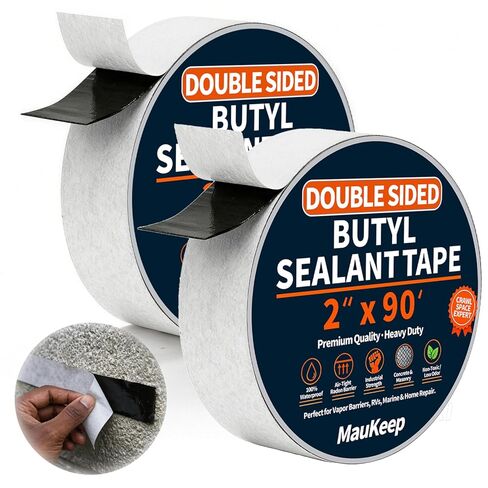 Double Sided Foundation Butyl Sealant Tape (2" x 90FT ) & 200pcs Christmas Tree Fasteners for Crawl Space Encapsulation, Waterproof Vapor Barrier Wall Seal, Double Secure Permanent Fastening Set in Kuwait