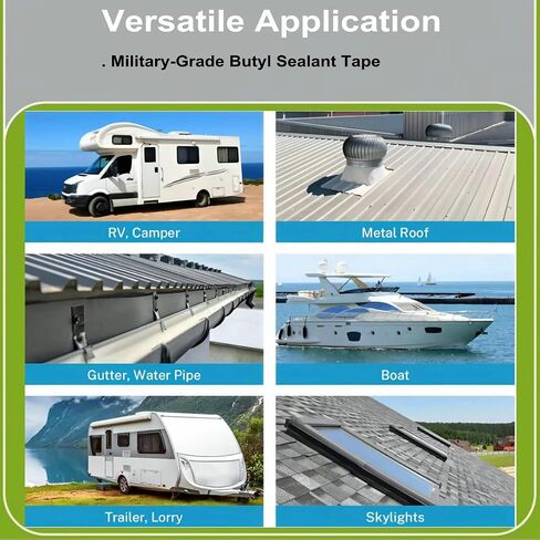شريط مانع للتسرب لإصلاح PVDF بوتيل RV من الدرجة العسكرية، بسمك 40 مل | UL94 V-0 مثبطات اللهب وIP68 مقاومة للماء | شريط وامض ذاتي اللصق للمركبات الترفيهية والقوارب والأسقف والأنابيب والمزاريب - 2 بوصة × 16.4 قدم in Kuwait