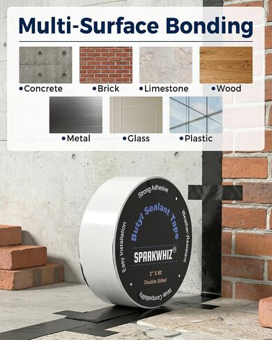 SPARKWHIZ Butyl Sealant Tape 2" X 90' Double Sided Black Vapor Barrier Butyl Tape for Wall of Crawl Space, Rv Windows, Deck Boat, Crawlspace, 3 Pack in Kuwait