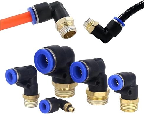 PL Elbow Pneumatic Air Connector 1/8 1/4 3/8 1/2 Inch Male Thread Tube Fitting Push In Mount OD 4 6 8 10 12mm 100Pcs(PL12-02) in Kuwait