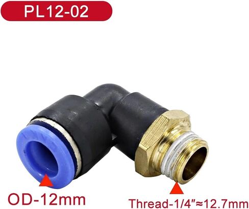 PL Elbow Pneumatic Air Connector 1/8 1/4 3/8 1/2 Inch Male Thread Tube Fitting Push In Mount OD 4 6 8 10 12mm 100Pcs(PL12-02) in Kuwait