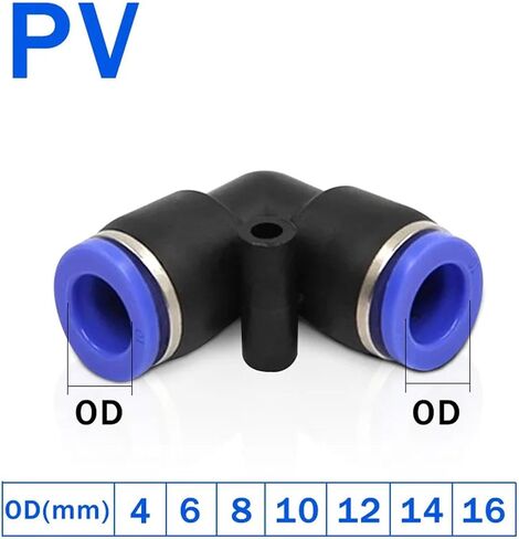20Pcs Pneumatic Fittings PV 4 6 8 10 12MM OD L Type Flow Speed Tube Plastic Quick Degree Elbow Air Connectors(PV-6) in Kuwait