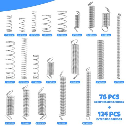 BlingKingdom 200 PCS Compression and Extension Springs Assortment, 20 Different Size Carbon Steel Strong Springs for All Types of Home Repairs and DIY Projects in Kuwait