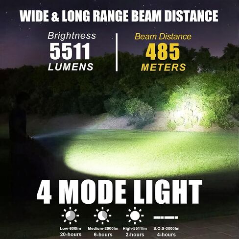 مصباح غوص غوص سكوبا - PFSN 5511 Lumens LED شعلة غوص مع حامل للمعصم، مصباح يدوي تحت الماء IPX68 مقاوم للماء، ضوء غوص قابل لإعادة الشحن أفضل للغواصين في الكهوف الغاطسة والغطس in Kuwait