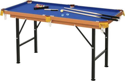 Soozier 55" Portable Folding Billiards Table Game Pool Table for Whole Family Number Use with Cues, Ball, Rack, Chalk, Blue in Kuwait