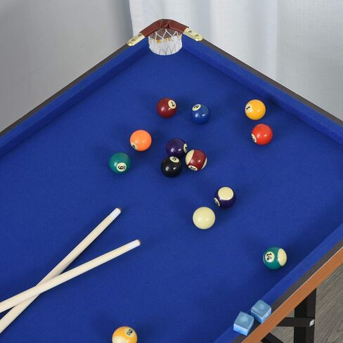 Soozier 55" Portable Folding Billiards Table Game Pool Table for Whole Family Number Use with Cues, Ball, Rack, Chalk, Blue in Kuwait