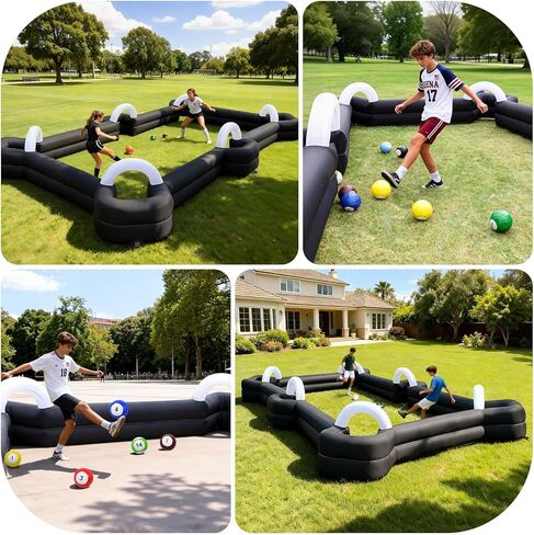 Inflatable Soccer Billiard Ball Inflatable Pool Table Games, Giant Soccer Pool Pitch Billiards, Football Billiard Ball with Blower & Balls for Backyard Outdoor/Commercial Sports Game in Kuwait