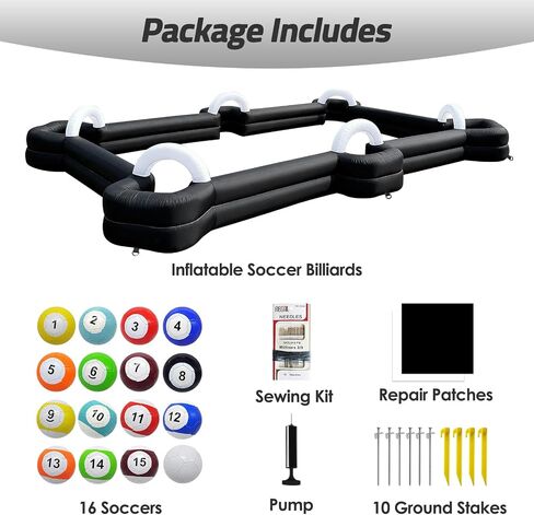 Inflatable Soccer Billiard Ball Inflatable Pool Table Games, Giant Soccer Pool Pitch Billiards, Football Billiard Ball with Blower & Balls for Backyard Outdoor/Commercial Sports Game in Kuwait
