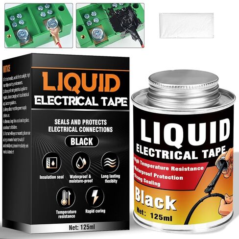 Liquid Electrical Tape, 125ML Waterproof Black Insulating Glue for Wires, Cables, Plugs, Circuit Boards, Automotive, Marine Applications, Quick Dry, Replaces Traditional Insulation Tape, Wire Glue in Kuwait