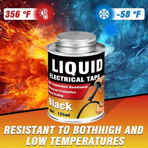 Liquid Electrical Tape, 125ML Waterproof Black Insulating Glue for Wires, Cables, Plugs, Circuit Boards, Automotive, Marine Applications, Quick Dry, Replaces Traditional Insulation Tape, Wire Glue in Kuwait