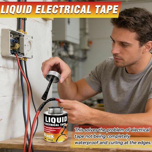 Liquid Electrical Tape, 125ML Waterproof Black Insulating Glue for Wires, Cables, Plugs, Circuit Boards, Automotive, Marine Applications, Quick Dry, Replaces Traditional Insulation Tape, Wire Glue in Kuwait
