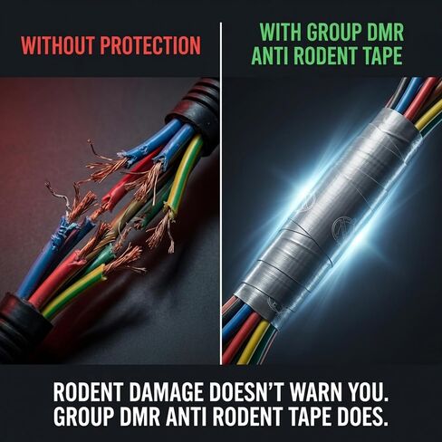 Rodent Anti-Chew Deterrent Tape – DNB & Capsaicin Infused Heavy Duty Wire Protection for Automotive, RV, Marine – World’s Bitterest Compound Professional Grade Barrier for Engine Wiring – 1in x 66ft in Kuwait