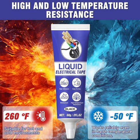 Liquid Electrical Tape, 2PCS 60ml Waterproof Insulating Sealant with Self-Tip, Fast-Drying & High Temp Resistant for Wires, Cables & Marine Repairs (Black) in Kuwait