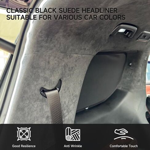 Suede Auto Headliner Fabric 120" L × 60" W with Foam Backing - Dark Gray Car Ceiling Material, Wrinkle-Free Tube Packaging for Truck, SUV, RV Roof Replacement & DIY Home Repair in Kuwait