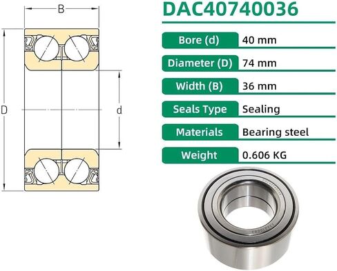 1PC DAC40740036 Auto Wheel Bearing 40x74x36mm Double Row Bearings 3885A001 MR403500 38440-5U40B 40210-95F0A MB808442 in Kuwait