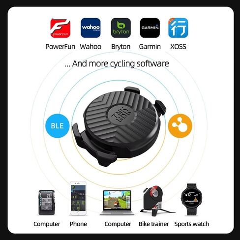 مستشعر السرعة/الإيقاع ThinkRider C5 لركوب الدراجات، بلوتوث لاسلكي وANT+ مستشعر RPM للدراجة لأجهزة كمبيوتر ركوب الدراجات، متوافق مع Zwift/Wahoo/Rouvy/Thinkrider in Kuwait