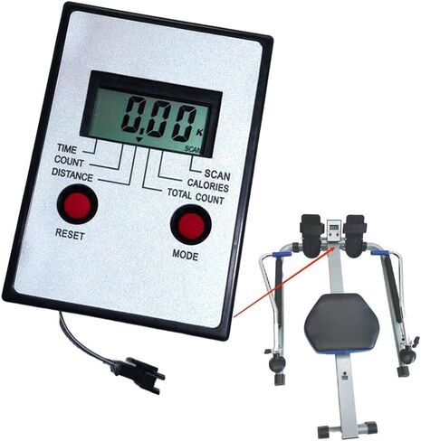 Rowing Machine Display Monitor Replacement Speedometer Counter for Gym Fitness Equipment, Shows Time Distance Calories Count, Black White Plastic Console with AAA for battery Power in Kuwait