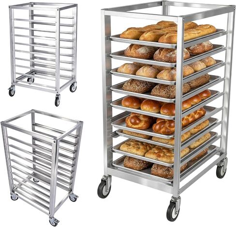 9 Tier 3 Inch Spacing Aluminium Home Commercial Kitchen Bakery Cooling Rack with Wheels Commercial Kitchen Bun Pan Sheet Pan Rack for Restaurant Cafeteria Pizzeria in Kuwait