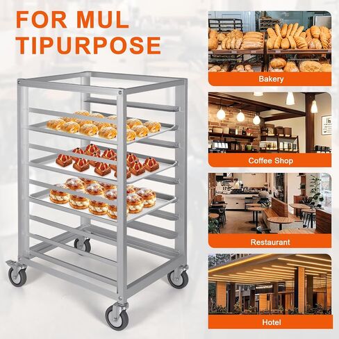 9 Tier 3 Inch Spacing Aluminium Home Commercial Kitchen Bakery Cooling Rack with Wheels Commercial Kitchen Bun Pan Sheet Pan Rack for Restaurant Cafeteria Pizzeria in Kuwait