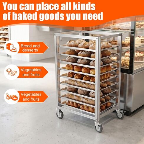 9 Tier 3 Inch Spacing Aluminium Home Commercial Kitchen Bakery Cooling Rack with Wheels Commercial Kitchen Bun Pan Sheet Pan Rack for Restaurant Cafeteria Pizzeria in Kuwait