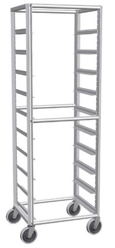 Lockwood RK69-10 Aluminum Full Height Mobile Glass Rack with Caster, 10 Tray Capacity, 23" Width x 69" Height x 20" Depth in Kuwait