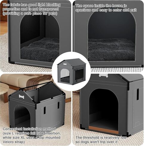 Dog House Indoor, XLarge Doghouse Soft with Frame, Waterproof Pet House for Medium Large Size Dogs, Warm Dog Cave Sleeping Nest Bed with Soft Cushion, 33.86x26.77x33.86in, Dark Gray in Saudi Arabia