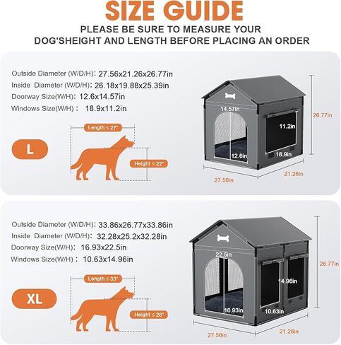 Dog House Indoor, XLarge Doghouse Soft with Frame, Waterproof Pet House for Medium Large Size Dogs, Warm Dog Cave Sleeping Nest Bed with Soft Cushion, 33.86x26.77x33.86in, Dark Gray in Saudi Arabia