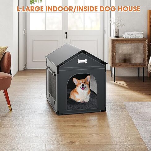 Dog House Indoor, XLarge Doghouse Soft with Frame, Waterproof Pet House for Medium Large Size Dogs, Warm Dog Cave Sleeping Nest Bed with Soft Cushion, 33.86x26.77x33.86in, Dark Gray in Saudi Arabia