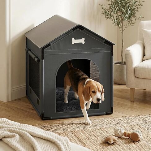 Dog House Indoor, XLarge Doghouse Soft with Frame, Waterproof Pet House for Medium Large Size Dogs, Warm Dog Cave Sleeping Nest Bed with Soft Cushion, 33.86x26.77x33.86in, Dark Gray in Saudi Arabia
