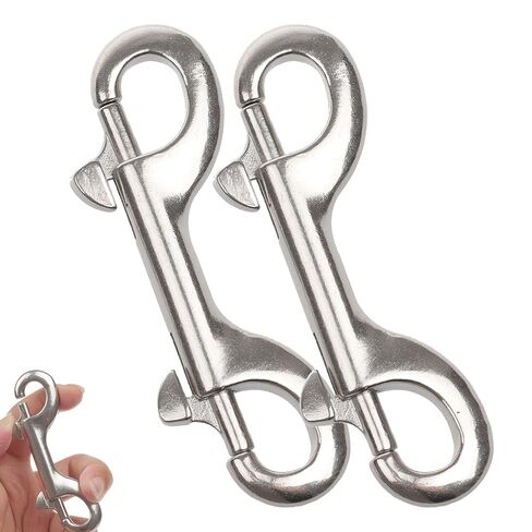 2 Pack 3-1/2 Inch Double Ended Snap Hooks - 316 Stainless Steel Double Ended Scuba Diving Clips, 110lbs Capacity Snap Hooks Double Sided Clips for Dog Leash & Horse Feed Buckets in Kuwait