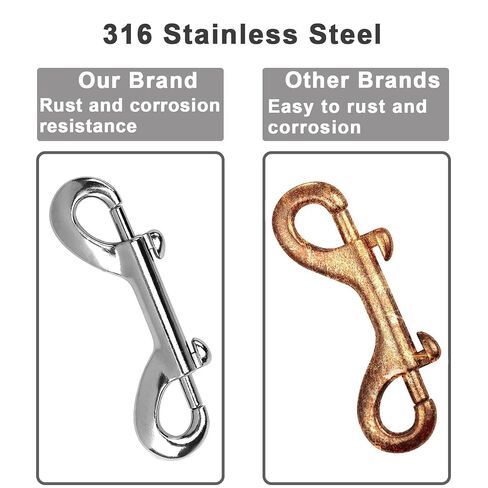 2 Pack 3-1/2 Inch Double Ended Snap Hooks - 316 Stainless Steel Double Ended Scuba Diving Clips, 110lbs Capacity Snap Hooks Double Sided Clips for Dog Leash & Horse Feed Buckets in Kuwait