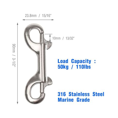 2 Pack 3-1/2 Inch Double Ended Snap Hooks - 316 Stainless Steel Double Ended Scuba Diving Clips, 110lbs Capacity Snap Hooks Double Sided Clips for Dog Leash & Horse Feed Buckets in Kuwait