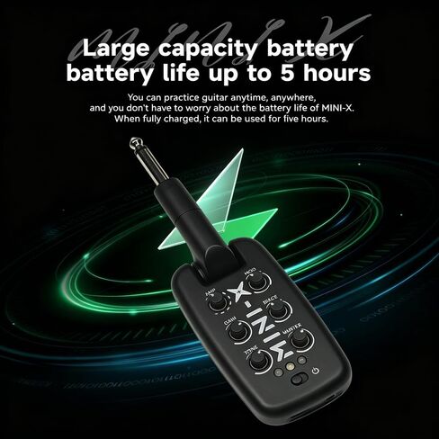 مضخم صوت جيتار Mini-X، مضخم صوت جيتار كهربائي محمول للجيب، 9 نغمات محاكاة، 3 تعديل و3 تأثيرات فضائية، بلوتوث لاسلكي، قابل للشحن عبر USB مع تسجيل OTG in Kuwait