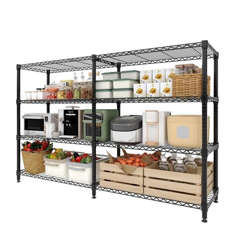 PeakPursuit Heavy Duty 4-Tier Metal Storage Shelving Unit, 59" Wide | Adjustable Shelf Organizer, 1060 lbs Capacity, L-Shape or Straight Setup, For Garage, Pantry, Kitchen, Commercial Use in Kuwait