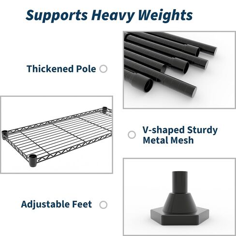 PeakPursuit Heavy Duty 4-Tier Metal Storage Shelving Unit, 59" Wide | Adjustable Shelf Organizer, 1060 lbs Capacity, L-Shape or Straight Setup, For Garage, Pantry, Kitchen, Commercial Use in Kuwait