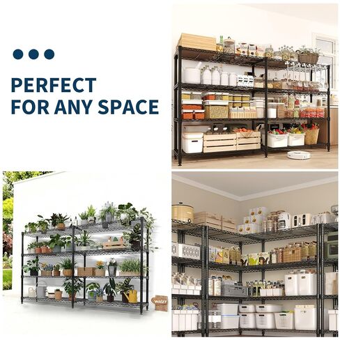 PeakPursuit Heavy Duty 4-Tier Metal Storage Shelving Unit, 59" Wide | Adjustable Shelf Organizer, 1060 lbs Capacity, L-Shape or Straight Setup, For Garage, Pantry, Kitchen, Commercial Use in Kuwait