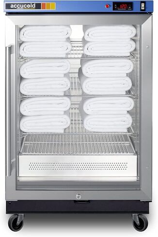 Summit Appliance PTHC65G Single Chamber Passive Heating Blanket Warmer with Glass Door, Stainless Steel Interior, Digital Thermostat, Silent Operation, Stainless Steel Cabinet and Lock in Kuwait
