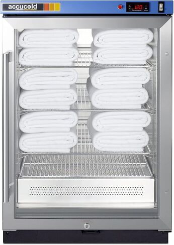 Summit Appliance PTHC65G Single Chamber Passive Heating Blanket Warmer with Glass Door, Stainless Steel Interior, Digital Thermostat, Silent Operation, Stainless Steel Cabinet and Lock in Kuwait