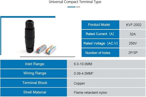 IP68 Waterproof Cable Connector Quick Connection 2 in Out 2/3 Pin Electrical Terminal Adapter Wire(KVF2002-2P) in Kuwait