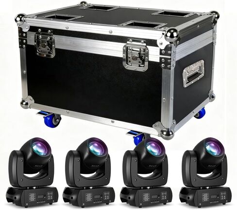 MINGJIE 120W Moving Head DJ Lights, 18-Facet Prism Stage Lighting with 8 Gobos & 8 Colors, DMX512 Sound Activated LED Beam Spot for Wedding, Bar, Party, KTV, Stage Show (4 Pack) in Kuwait
