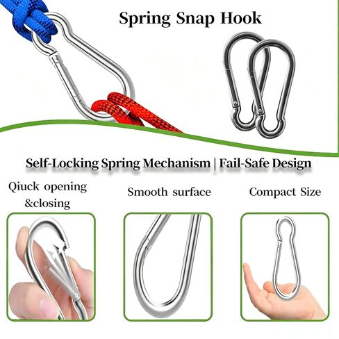 12Pack 5.5 Inch Heavy Duty Spring Snap Hooks, Connectors for Swing, Hammock, Gym, Fitness, Boating - 1400lbs Capacity in Kuwait