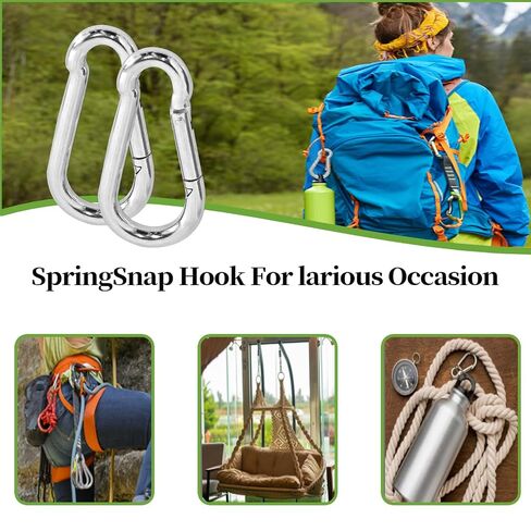 12Pack 5.5 Inch Heavy Duty Spring Snap Hooks, Connectors for Swing, Hammock, Gym, Fitness, Boating - 1400lbs Capacity in Kuwait