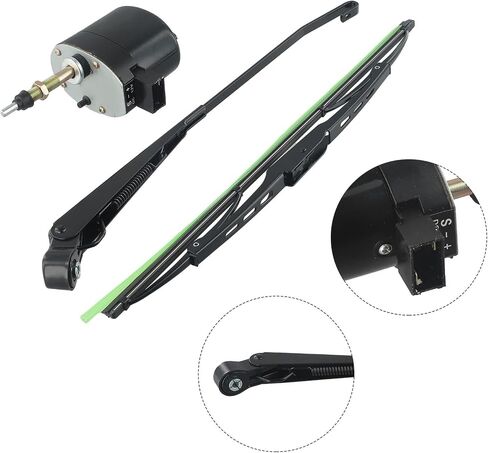 FABULETTA 12V مجموعة محرك ممسحة الزجاج الأمامي 105 درجة غطاء معدني مع مفتاح لقارب الجرار RV، يتضمن أذرع 2 × 400 مم للشفرات، جزء استبدال نظام ممسحة DC in Kuwait