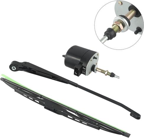 FABULETTA 12V مجموعة محرك ممسحة الزجاج الأمامي 105 درجة غطاء معدني مع مفتاح لقارب الجرار RV، يتضمن أذرع 2 × 400 مم للشفرات، جزء استبدال نظام ممسحة DC in Kuwait