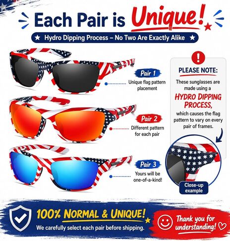 USA American Flag Polarized Sport Sunglasses for Men Women 4th of July Patriotic Independence Day Sun Glasses, in Saudi Arabia