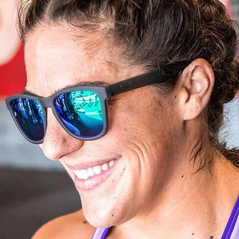 goodr Silverback Squat Mobility Polarized Sunglasses for Men & Women, Medium Sized (OG), Dark Gray Translucent Frames with Light Green Mirrored Reflective Lenses, UV400 Protection, No Slip, No Bounce in Kuwait