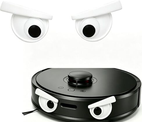زخرفة العيون لمكنسة Roborock Qrevo S5/S7/MaxV، التقشير واللصق تضيف شخصية إلى الروبوت الخاص بك، ديكور DIY ممتع ملحق مخصص مبتكر لإضفاء طابع شخصي على أجهزتك المنزلية الذكية (أبيض) in Kuwait