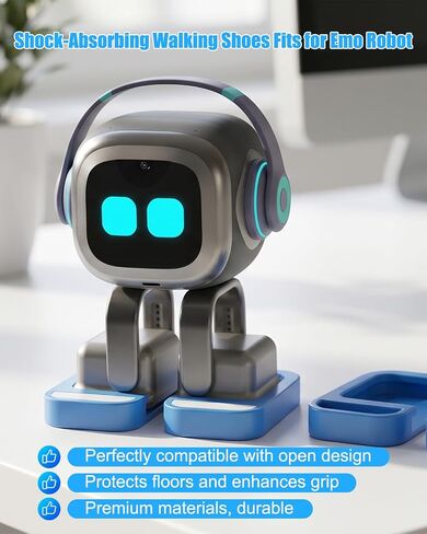 أحذية مشي واقية متوافقة مع Emo Robot، أغطية قدم روبوت ممتصة للصدمات ومضادة للانزلاق مع تصميم مستشعر مفتوح، ملحقات حماية من خدش الأرضية، بدون إزالة للشحن in Kuwait